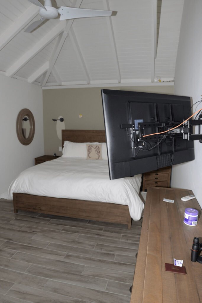Comfortable bed in a bright bedroom